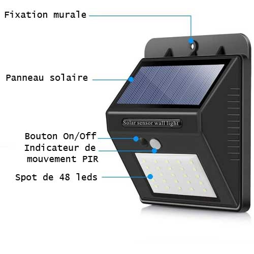 Spot Solaire Extérieure 48 Led avec Détecteur de Mouvement – Image 3