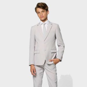 Costume Gris Garçon Veste Pantalon et Cravate Polyester 2 Pcs