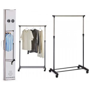 Porte-manteau avec Roulette Métal Portant Vêtement Noir