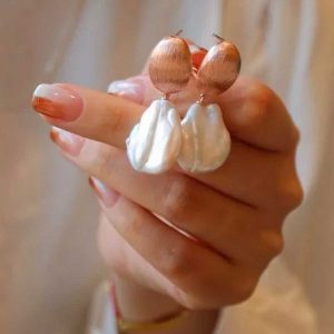 Boucles d'oreilles pendantes perle d'eau douce