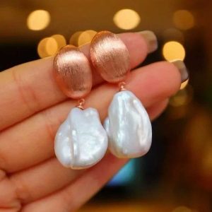 Boucles d'oreilles pendantes perle d'eau douce