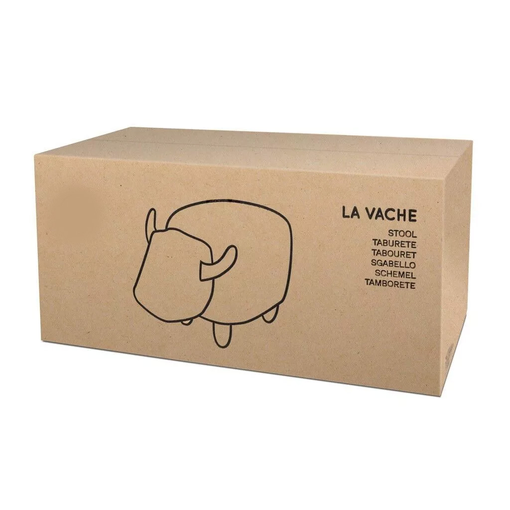 Tabouret Vache Marron Pouf Enfant Repose Pied en Bois – Image 3